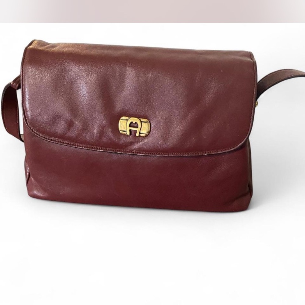 Etienne Aigner Brown and Gold Crossbody Bag with Gold Hardware